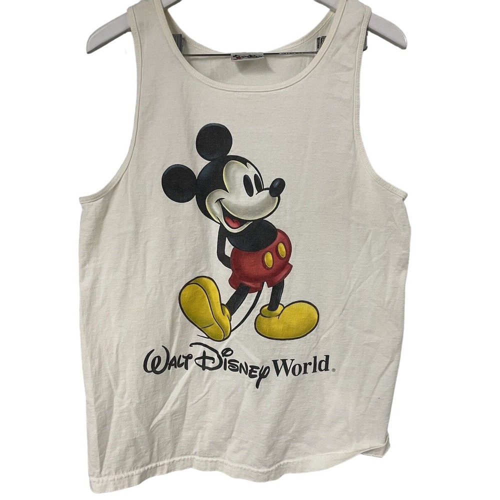 Vintage Walt Disney World Tank Muscle Tee Graphic Print Mickey‎ Mouse White M/L